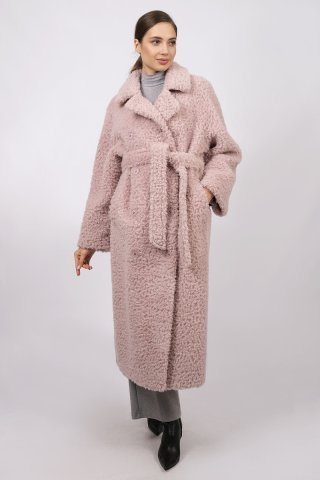 Пальто шерстяное женское 20377-1-0923 `Angello Mod` пудровый