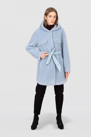 Пальто шерстяное женское 20259-1-0922 `Angello Mod` голубой