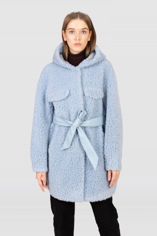 Пальто шерстяное женское 20259-1-0922 `Angello Mod` голубой