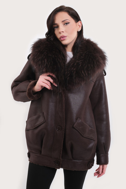 Дубленка женская R875-0926-3 `Angello Mod` коричневый