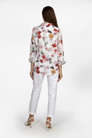 Рубашка женская 11466-0123 белый/розовый