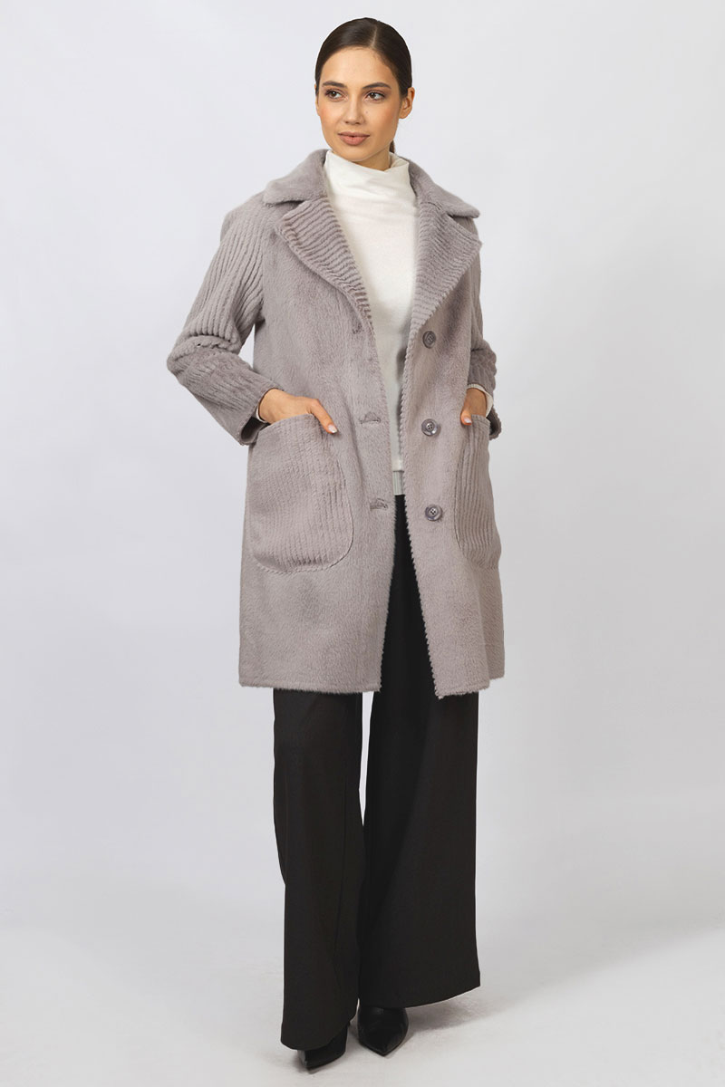 Дублёнка двусторонняя женская R7683-0124 `Zheno` графит