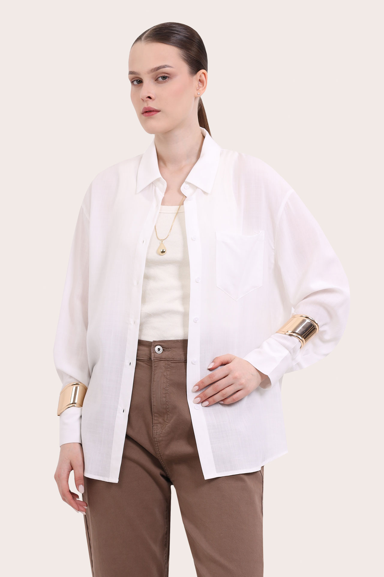 Рубашка женская 8025-0426-1 `Italy Trend` белый